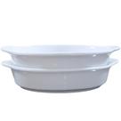 Kit 2 Travessas Redondas com Alças em Porcelana Branca (AxL) 3,5CM x 15,5CM - 2 Peças