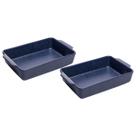 Kit 2 Travessas Refratárias Cerâmica Wolff Mist Azul Matte 36cm Assadeira Retangular com Alças