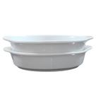 Kit 2 Travessas Refratárias Redondas com alças - Porcelana branca - (AxL) 4CM x 17,5CM (2)