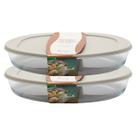 Kit 2 Travessas Refratário Com Tampa 3L Oval Vidro Freezer