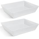Kit 2 Travessas Retangular Branca 3,5L Profissional Servir Buffet Melamina Haus Concept Saladas Massas