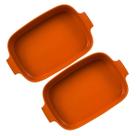 Kit 2 Travessas Retangulares 28x17cm Laranja Germer Porcelana Assar e Servir Refratária Kit 2 Travessas Retangulares 28x17cm Laranja Germer Porcelana Assar e Servir Refratária