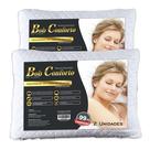 Kit 2 Travesseiro de Silicone Antialérgico Macio E Suave Ortopédico Confortável Padrão 50x70 Percal Não Deforma Dupla Costura