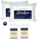 Kit 2 Travesseiro Starbem Sup. Firme 50x70 Br Mic Ninara + 2 Capa Protetora 50x70 Starbem Br Ninara
