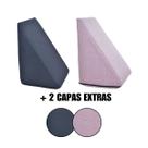 Kit 2 Travesseiro Triangular Encosto Espuma Antirefluxo Apoio Costas Anatômico Leitura + Capa Extra
