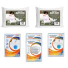 Kit 2 Travesseiros ART200 e Protetores Casal e King Kit 2 Travesseiros ART200 e Protetores Casal e King