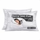 Kit 2 Travesseiros Percal 200 Fios Toque Suave Conforto 70x50 Hotel Luxo Maciez