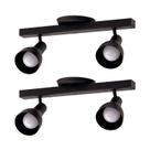 Kit 2 Trilhos Spot Duplo C/ Canopla 2 Lâmpadas Direcionáveis Casa Cozinha Teto