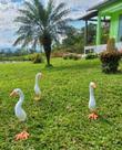 Kit 2 Trio de Garças de Cerâmica para Decorar Jardim 6 peças