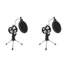 Kit 2 Tripé Com Pop Filter Suporte Pedestal Pequeno De Mesa