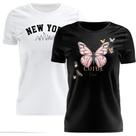 Kit 2 Tshirt Blusa Estampada Feminina Manga Curta Camiseta Camisa Kit 2 Tshirt Blusa Estampada Feminina Manga Curta Camiseta Camisa