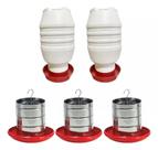 Kit 2 Un Bebedouro Ecológico 5l 3 Comedouro 5 Kg Galinha