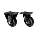 Kit 2 un roda rodízio fixo e giratório pvc preto 40mm