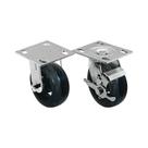 Kit 2 un roda rodízio fixo giratório freio borracha 5 poleg