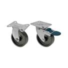 Kit 2 un roda rodízio fixo giratório trava polipropileno 3"