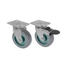 Kit 2 un roda rodízio giratório freio trava pvc bp 5" 130mm