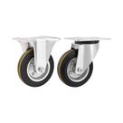 Kit 2 un rodízio fixo giratório borracha preta 3" 76mm 60kg