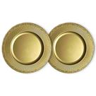Kit 2 Un Sousplat Redondo Dourado Polipropileno 33Cm Rafimex