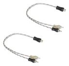 Kit 2 unidade Cabo RCA Y 2M/1F Ouro Blindado Preto Injetado Plug Metal Instalação Som Automotivo Módulo Amplificador 4mm