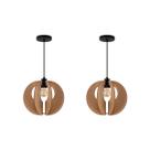Kit 2 unidade Lustres Pendentes Luminária Lant em mdf com soquete e 27