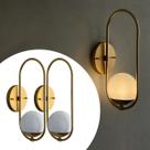 Kit 2 Unidades Arandela Luminaria De Parede Moderna Preto e Dourado Com Globo Jabuticaba