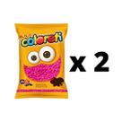 Kit 2 Unidades de Chocolate Rosa Confeito Jazam Coloreti