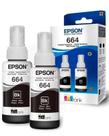 kit 2 Unidades Refil Tinta Original 664 Preto Epson 70ml T6641202P L355 365 375 395 555 565 575