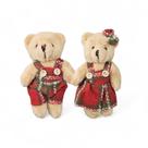 Kit 2 Urso De Natal Pelúcia Casal Ursinho Enfeite Natal 12cm