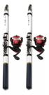 Kit 2 Vara De Pesca Telescópica 2,10 Metros Carbono Arenae Molinete 2 Rolamentos Manivela Lado Direito Esquerdo Ws-200