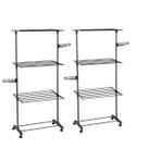 Kit 2 Varal Chão Dobrável 3 Andares Grande Articulado Metal Preto 160cm Interno Externo Casa Vertical