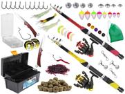 Kit 2 Varas Telescópicas 1,70m + 2 Molinetes + Caixa C/ Acessórios (Ref. 57)