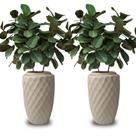 Kit 2 Vaso de Planta Luxo 40 litros Diamante Alto Resistente cor Areia Plastico Grande Jardim