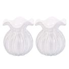 Kit 2 Vaso de Vidro Murano Flor Plantas Arranjos Branco Leitoso Trouxinha 10x11cm Wolff