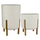 KIT 2 Vasos Cilíndricos Decore 33 e 34 (Cor Off-White) JAPI