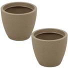 Kit 2 Vasos com Prato Granito Areia 24cm Tramontina Floreira de Mesa Flores Folhagens