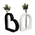 Kit 2 Vasos Coração e Arco com Tubo de Vidro Hidropônico