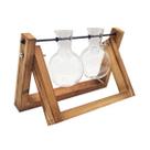Kit 2 Vasos De Vidro Suspenso Suporte De Madeira - AG3105
