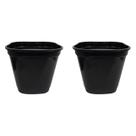 Kit 2 Vasos Decorativos Preto 5L Decoração de Jardim Elegante Plástico Resistente