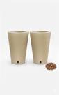 Kit 2 Vasos Para Plantas Petra Conico C/Prato + Argila Expandida Cor:Cimento Marmorizado