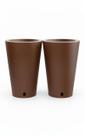 Kit 2 Vasos Para Plantas Petra Conico C/Prato