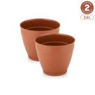Kit 2 Vasos Redondos 3,6L com Prato Anti-Dengue Plástico Interno Externo Resistente Diversas Cores