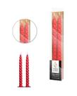 Kit 2 Vela Palito Espiral Castiçal Vermelha Jantar Romantico