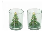 Kit 2 Velas Decorativas Árvore de Natal Verde 7cm Decoração Natalina Charmosa para Mesa Ceia e Ambientes