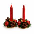 Kit 2 Velas Natalinas Com Castiçais Decorados Mesa De Natal Cor:Vermelho Kit 2 Velas Natalinas Com Castiçais Decorados Mesa De Natal Cor:Vermelho