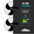 Kit 2 Ventiladores de Parede 60cm Turbo 200W Bivolt Alta Potência e Grande Vazão de Ar