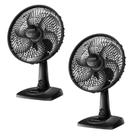 Kit 2 ventiladores Mondial de mesa 6 pás 30cm preto 127V.