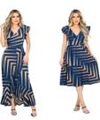 Kit 2 Vestido Feminino Longo/Midi Decote V Amarração Cintura Malha Viscolycra