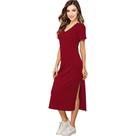 Kit 2 Vestido Feminino Midi Manga Curta Gola V em 100 Algodão Tribo Livre Kit 2 Vestido Feminino Midi Manga Curta Gola V em 100 Algodão Tribo Livre
