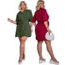 Kit 2 Vestidos Chemises Moda Grande Dunas Manga 3/4 Social Evangelica Gola Soltinho Tam 42 até 54