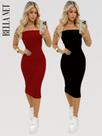 KIT 2 Vestidos Coladinho Tubinho Sem Alças Bandeau Anarruga Premium Paty Girl Influencer